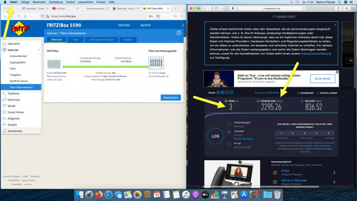 Beim Ookla-Speedtest via Safari (Bild: Harald Karcher)